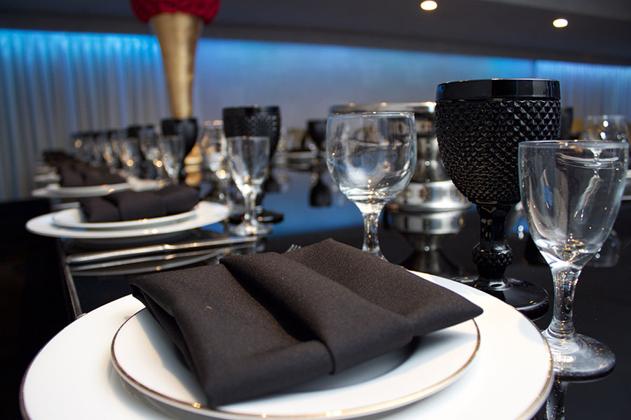 Dark Colored Banquet Hall Decor For Bar Mitzvah