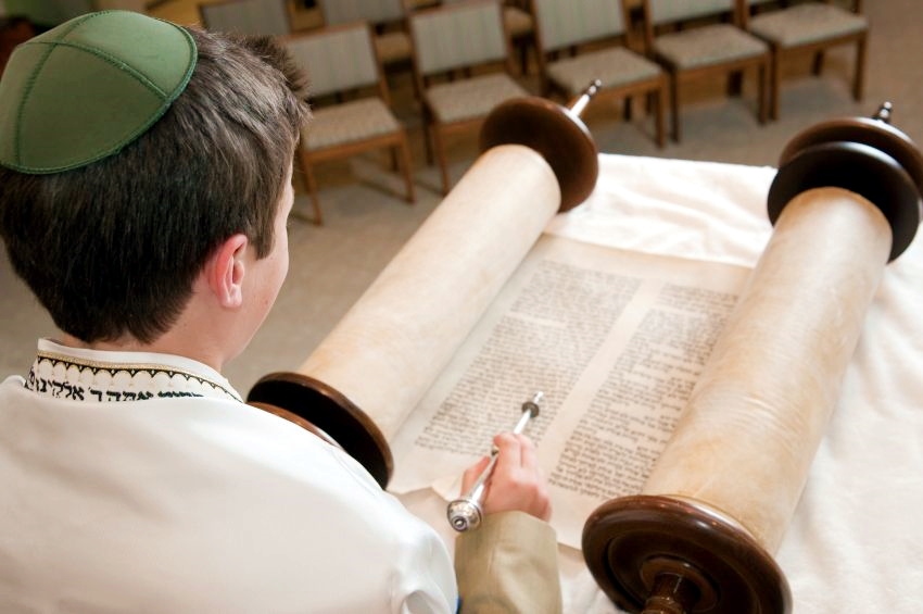 Boy Reading Torah At Bar Mitzvah
